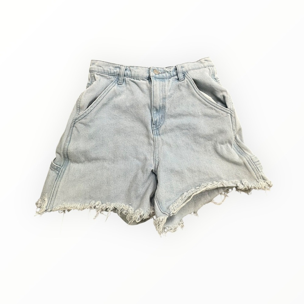 Simple Society Denim Shorts Womens 5/27 Light Blue Cut Off‎ High Rise Frayed Hem